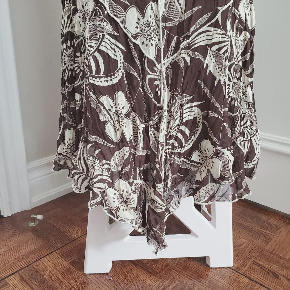 Vintage 80's Crepe Floral Short Sleeved Maxi Dress By Linea Domani Italy - Picture 5 of 16